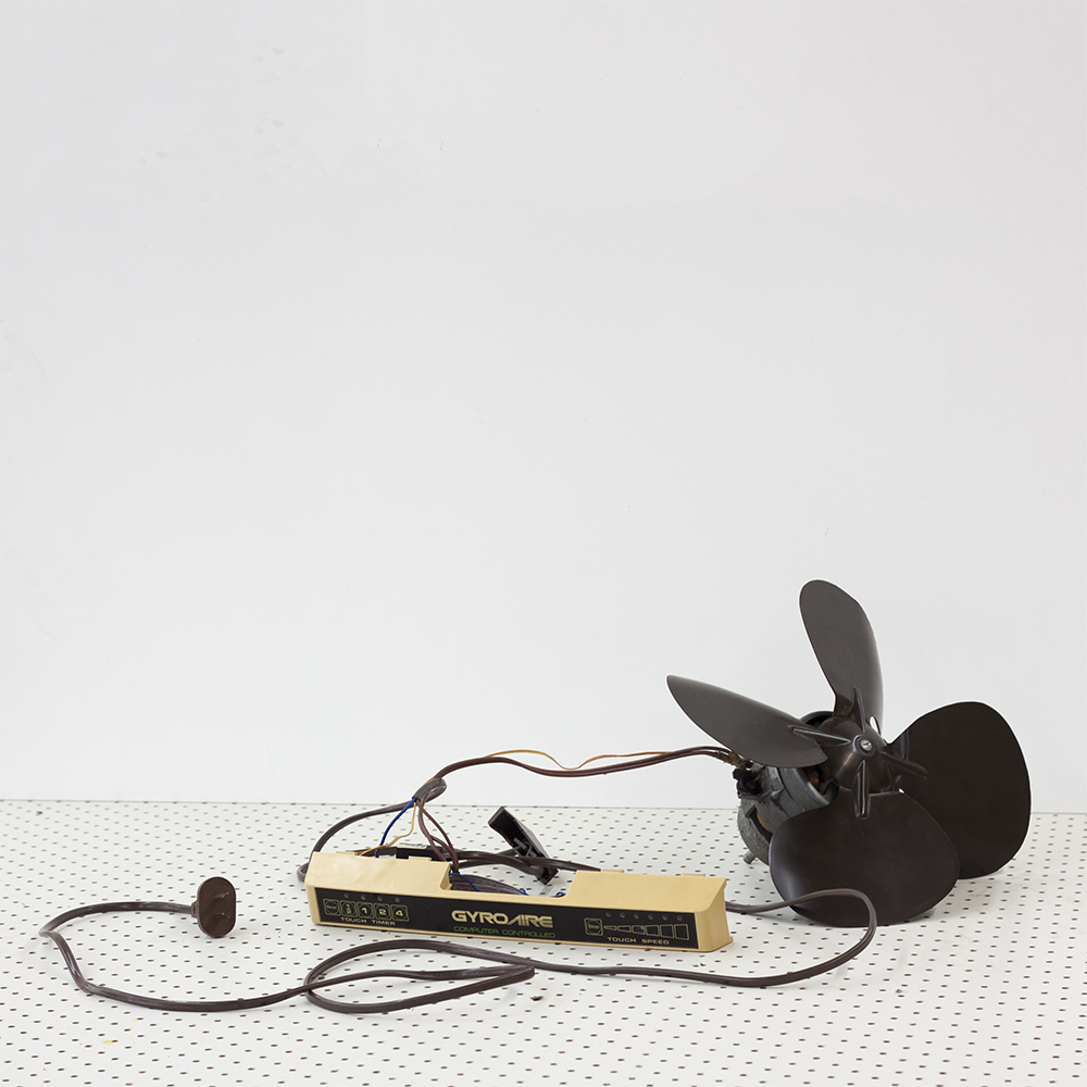 Photograph of parts of the Mistral GyroAire fan.